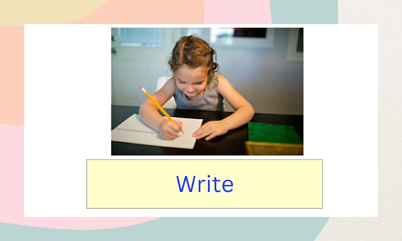first grade verbs worksheets, child writing